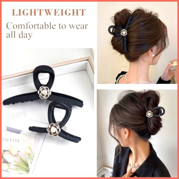 Pearl Hair Claw Clips Set of 3 for Women Thin Hair Elegant Stylish Comfortable Amazon.com : 3 Pcs Pearl Hair Clips Small Hair Clips Pearl  main image 2